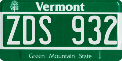 VT license plate ZDS932