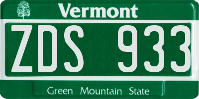 VT license plate ZDS933