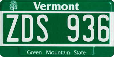 VT license plate ZDS936