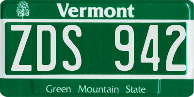 VT license plate ZDS942
