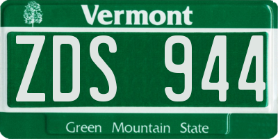VT license plate ZDS944
