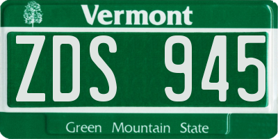 VT license plate ZDS945