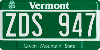 VT license plate ZDS947