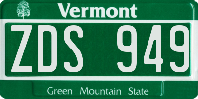 VT license plate ZDS949