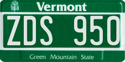 VT license plate ZDS950