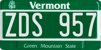 VT license plate ZDS957