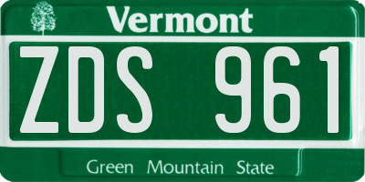 VT license plate ZDS961