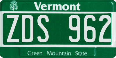 VT license plate ZDS962