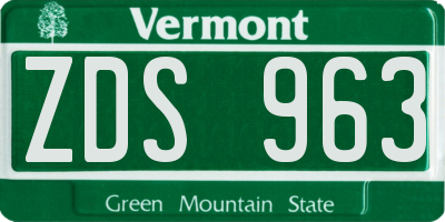 VT license plate ZDS963