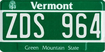 VT license plate ZDS964