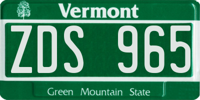 VT license plate ZDS965