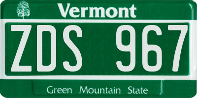 VT license plate ZDS967