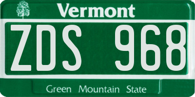 VT license plate ZDS968