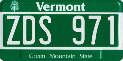 VT license plate ZDS971