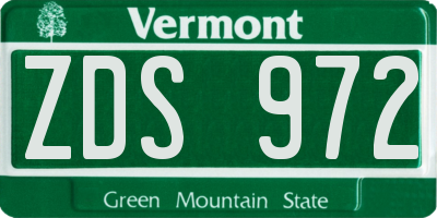VT license plate ZDS972