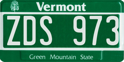 VT license plate ZDS973