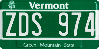 VT license plate ZDS974