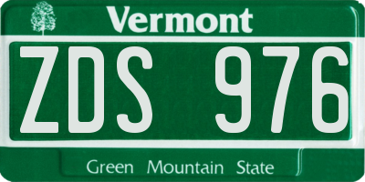 VT license plate ZDS976