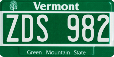 VT license plate ZDS982