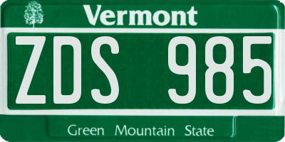 VT license plate ZDS985