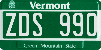 VT license plate ZDS990