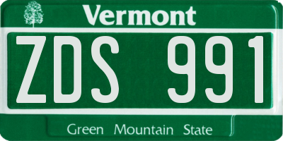 VT license plate ZDS991