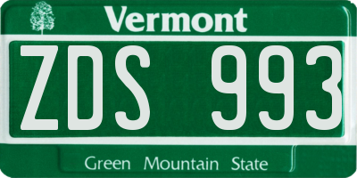 VT license plate ZDS993