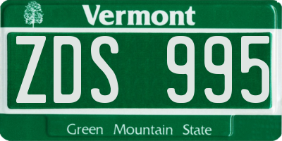 VT license plate ZDS995