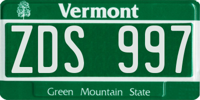 VT license plate ZDS997