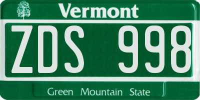 VT license plate ZDS998