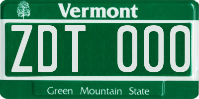 VT license plate ZDT000