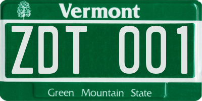 VT license plate ZDT001
