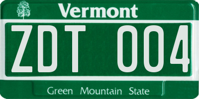 VT license plate ZDT004