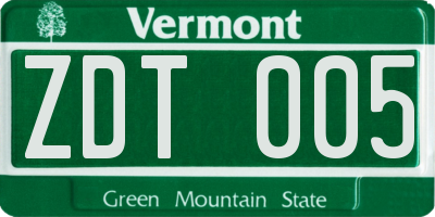 VT license plate ZDT005