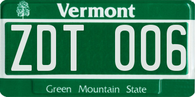 VT license plate ZDT006