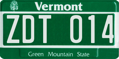 VT license plate ZDT014
