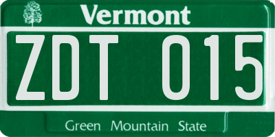 VT license plate ZDT015