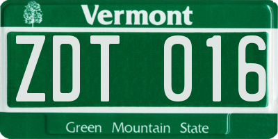 VT license plate ZDT016