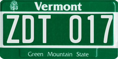 VT license plate ZDT017