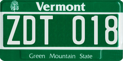 VT license plate ZDT018