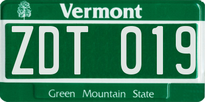 VT license plate ZDT019