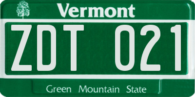 VT license plate ZDT021