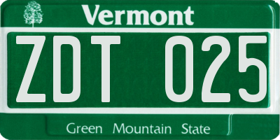 VT license plate ZDT025