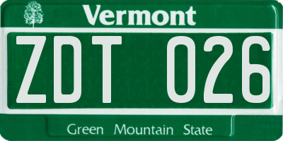 VT license plate ZDT026