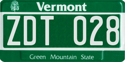 VT license plate ZDT028
