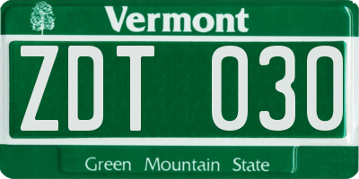 VT license plate ZDT030