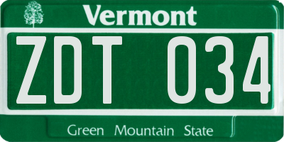 VT license plate ZDT034