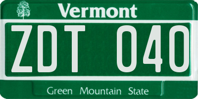 VT license plate ZDT040