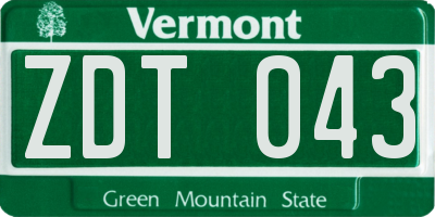 VT license plate ZDT043
