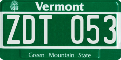 VT license plate ZDT053